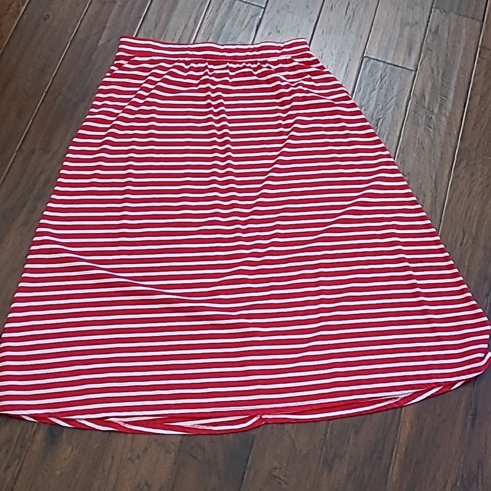 Kim Rogers Red & White Striped Maxi Skirt size XL